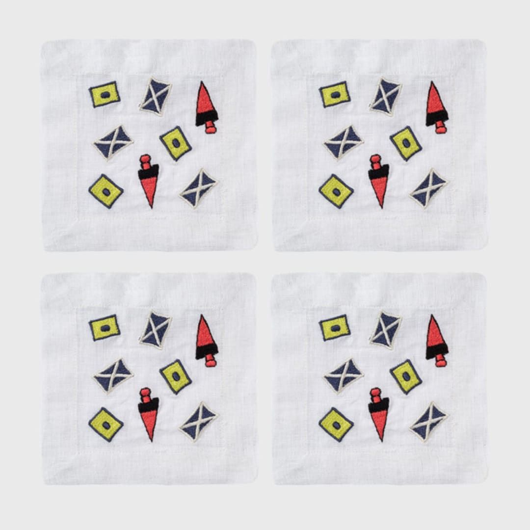 "Nautical cocktail napkins" - Napkins in multicolor by Joanna Buchanan