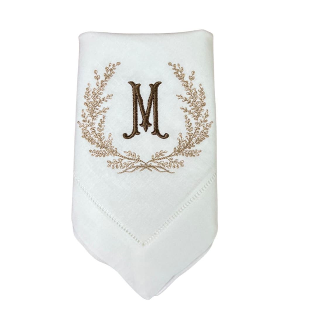 "Custom Monogram Embroidered Napkins" - Napkins in white by Virginia Marcello