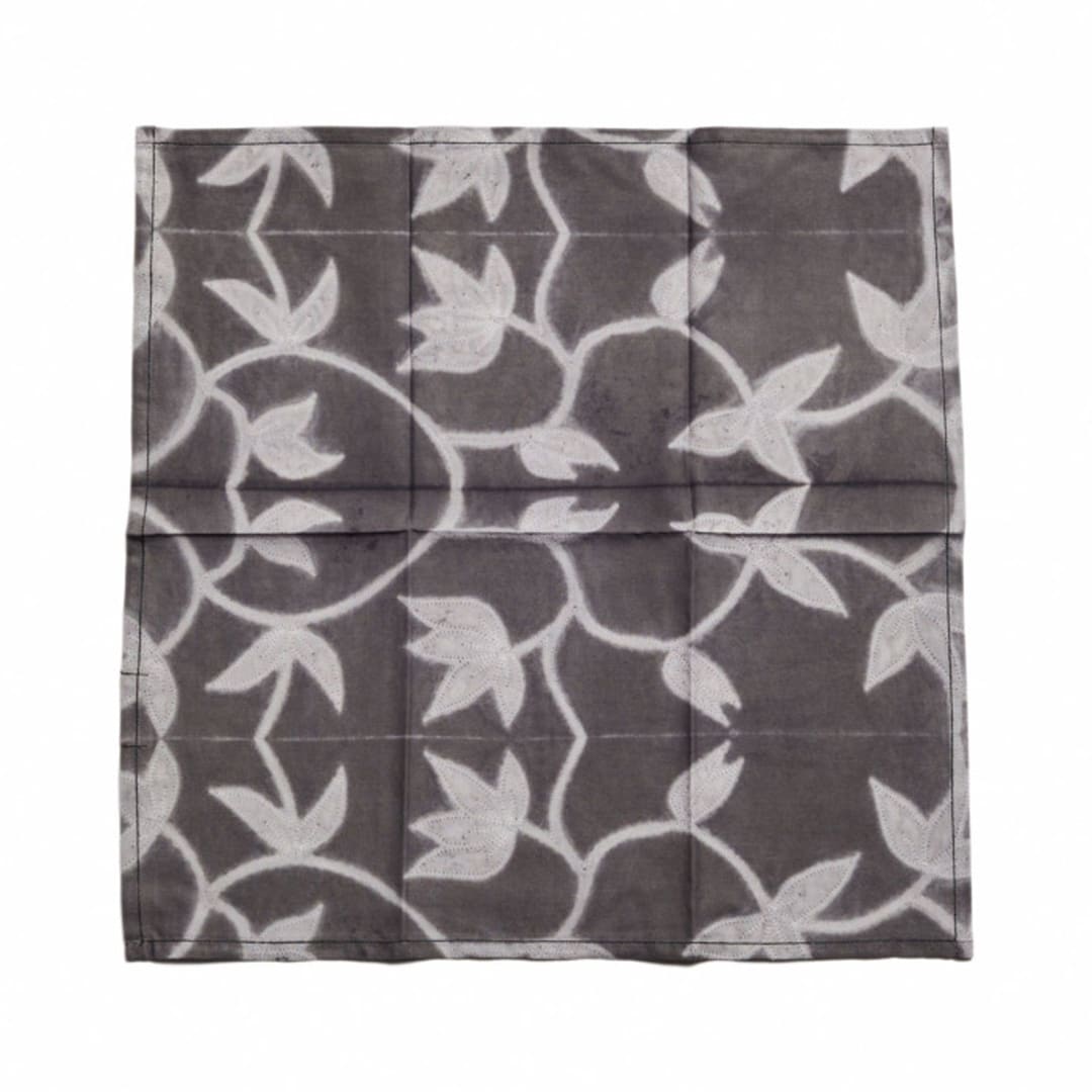 "Folio Gray Black Cotton Table Napkin ( set of 4 )" - Napkins in black by Anjali Purohit