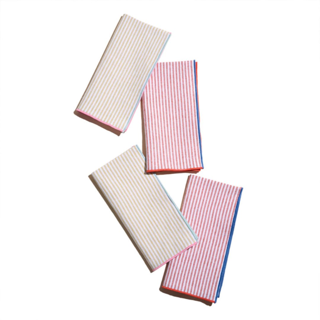 "Carnival Stripe Napkins (Set of 4)" - Napkins in multicolor by ATELIER SAUCIER