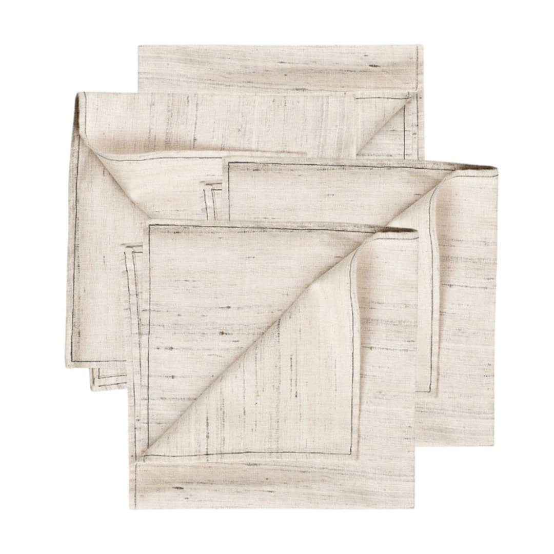 "Kora Off White Recycled Silk Cotton Handloom Napkin" - Napkins in white by Anjali Purohit
