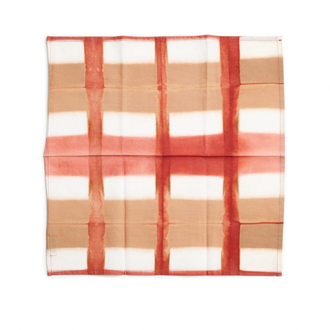 "Chowk Red Cotton Table Napkin ( set of 4 )" - Napkins in red by Anjali Purohit