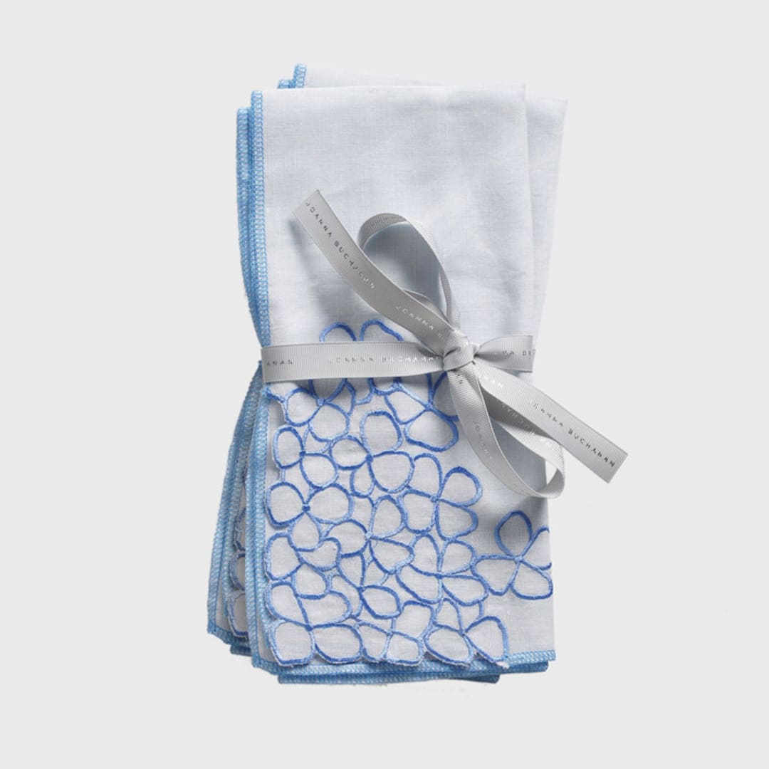 "Hydrangea dinner napkins, blue, set of two" - Napkins in blue by Joanna Buchanan