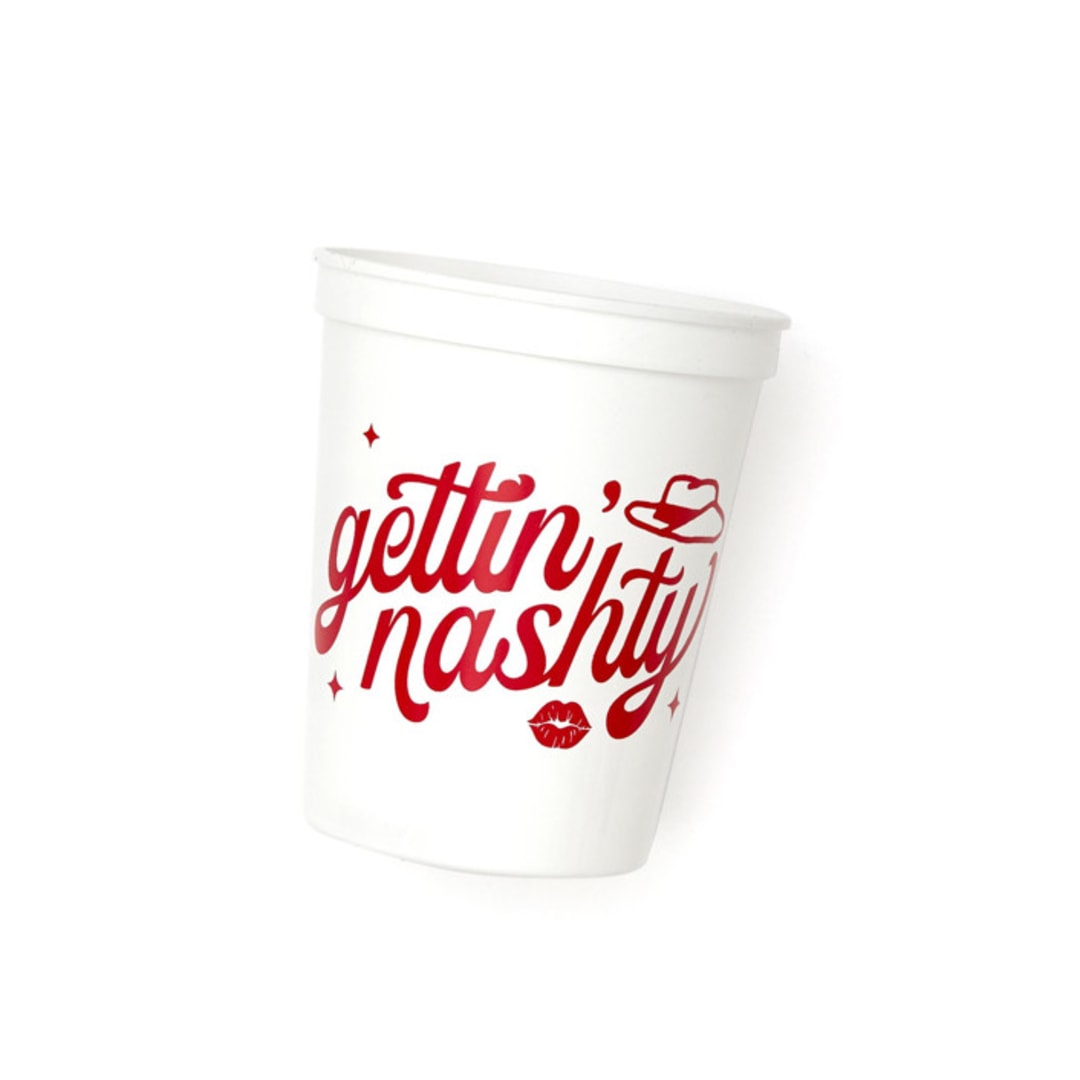 "Gettin' Nashty Cup Pack, Plastic Stadium Cup, Pack of 12" - Paper and Plastic Cups in white by ForYourParty