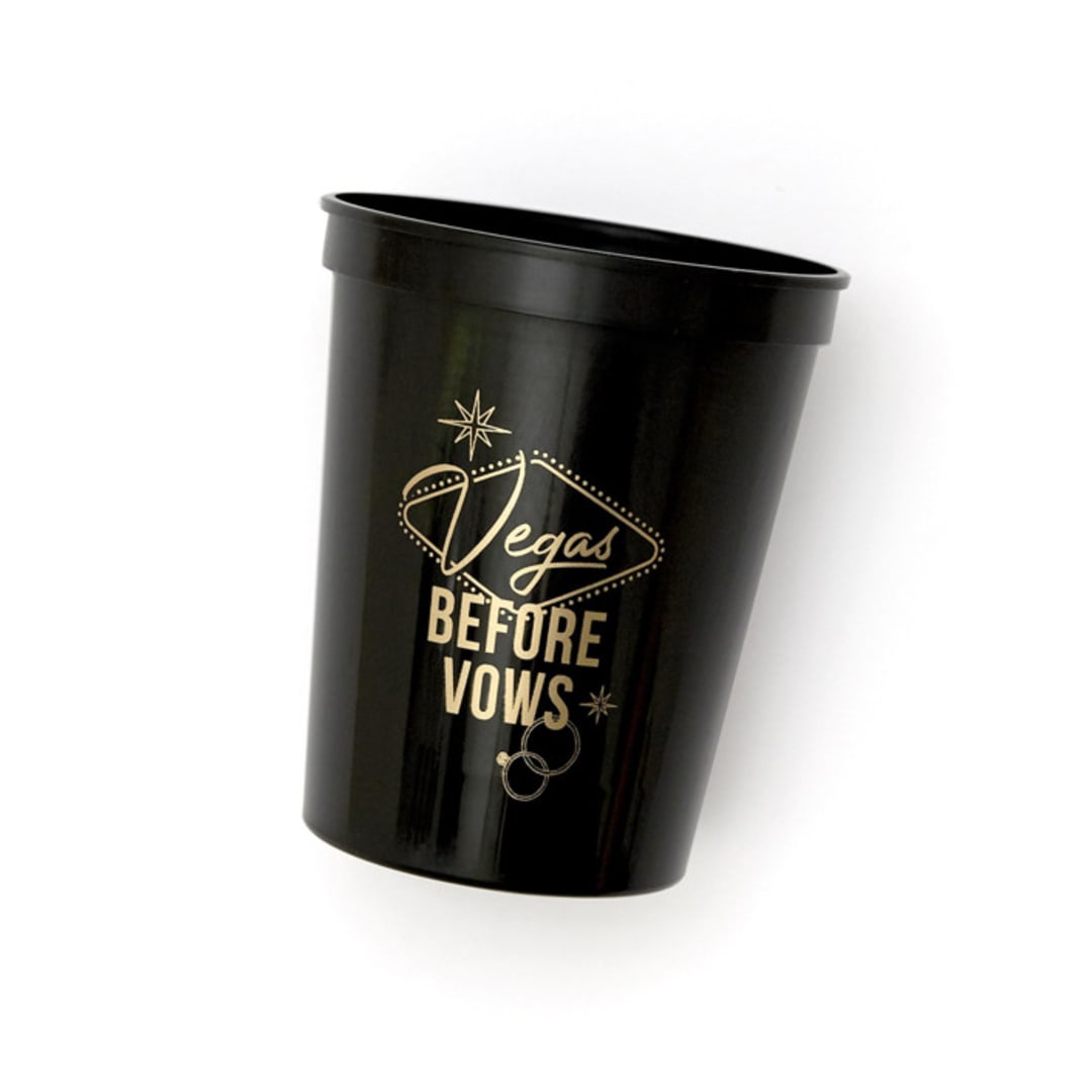 "Vegas Before Vows Cup Pack, Plastic Stadium Cup, Pack of 12" - Paper and Plastic Cups in black by ForYourParty