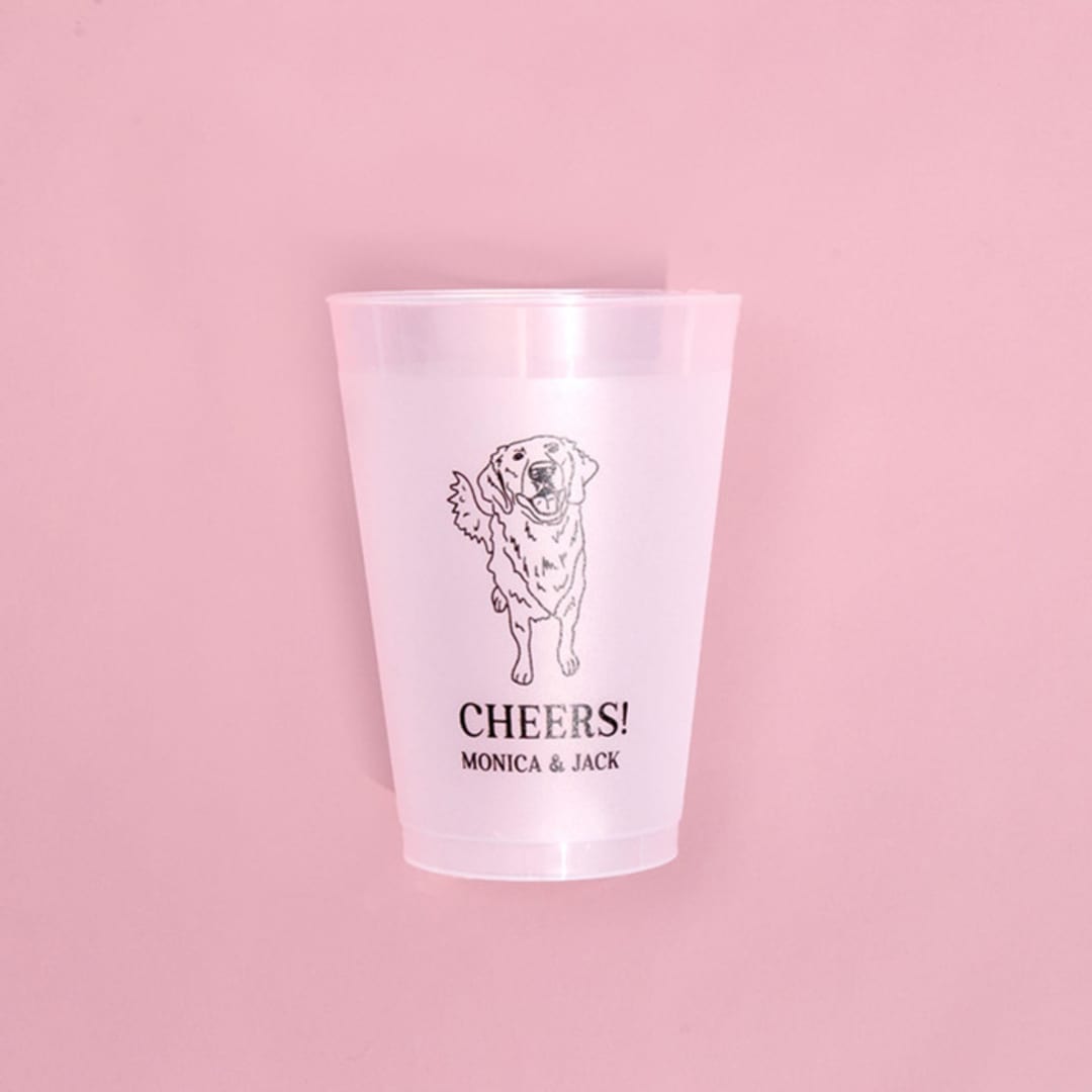 "Golden Retriever Wedding Frosted Plastic Cup, set of 50" - Paper and Plastic Cups in natural by ForYourParty