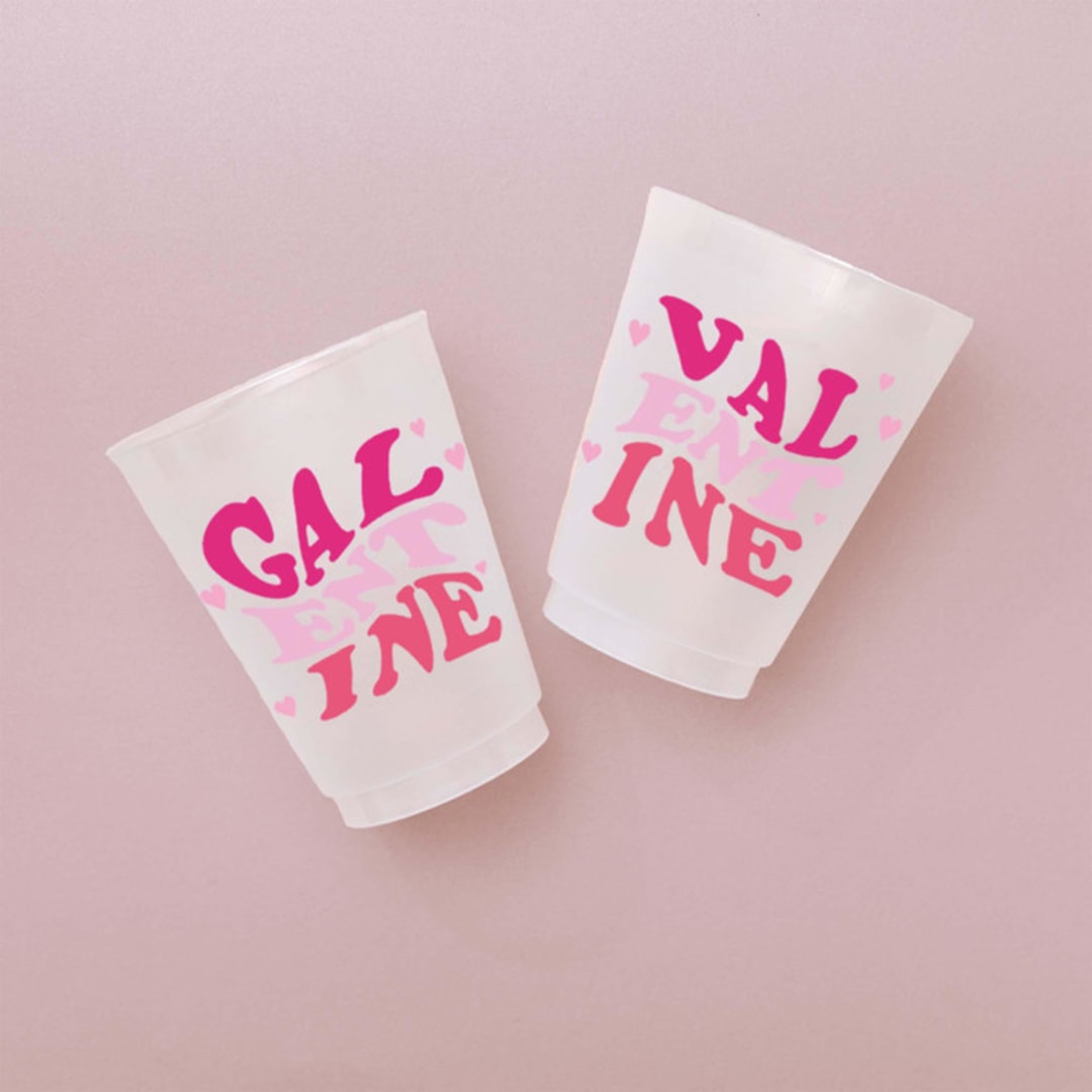 "Galentine Valentine Frosted Plastic Cups, Pack of 12" - Paper and Plastic Cups in multicolor by ForYourParty