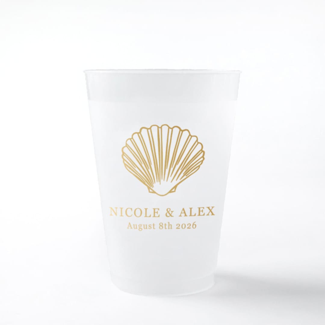 Simple Seashell Frosted Plastic Cup, set of 50