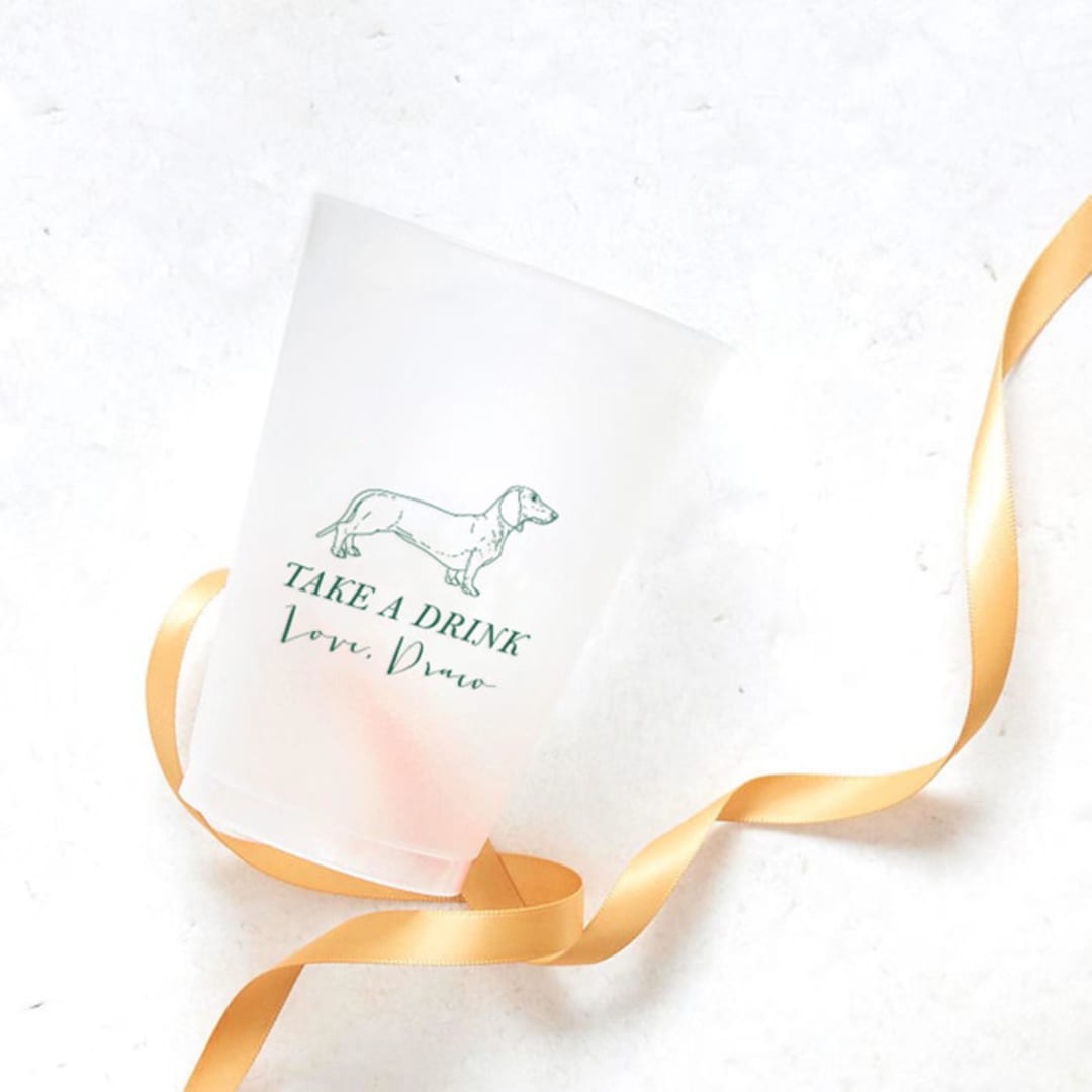 "Take A Drink Dachshund Frosted Plastic Cup, set of 50" - Paper and Plastic Cups in natural by ForYourParty