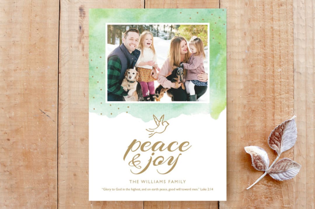 "Peace & Joy Dove" - Stationery in Pear by Red Impressionz - Front