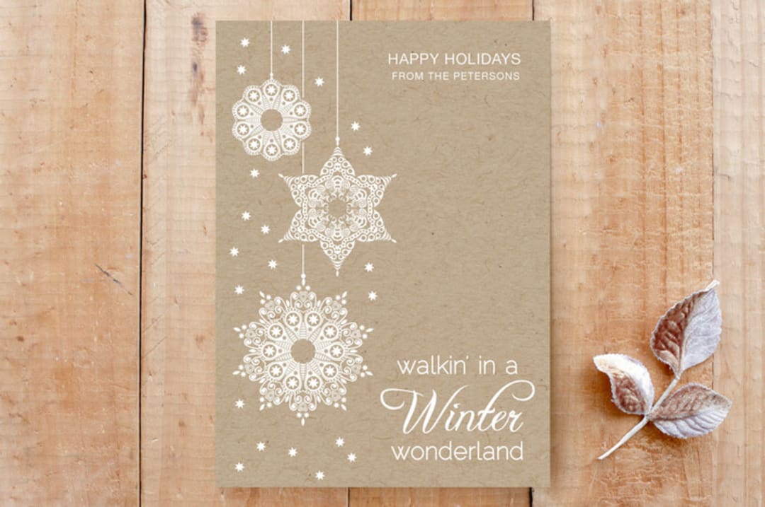 "White Winter Wonderland" - Stationery in Kraft Paper by Three Wings North - Front