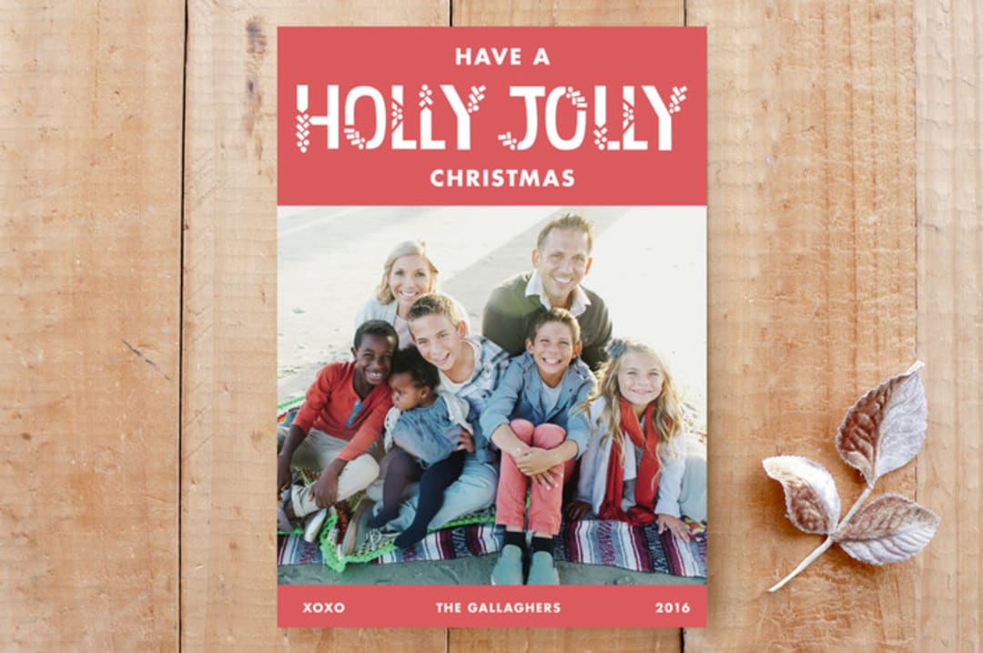 "Herringbone Holly Jolly" - Stationery in jolly by Shannon - Front