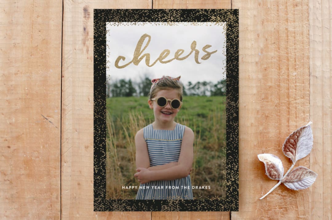 "Flecks" - Stationery in Midnight by Tim St. Clair - Front