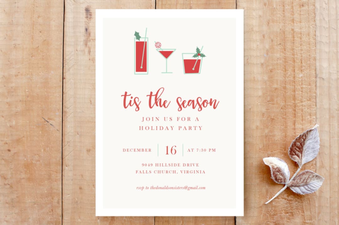"Christmas Cocktails" - Stationery in Peppermint by Laura Bercovich - Front