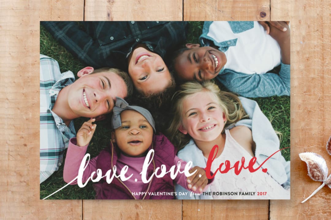 "3 love valentine" - Stationery in candy red by Liza Liss - Front