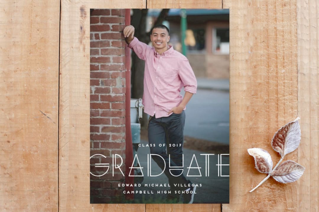 "Geo Grad Graduation Announcement" - Stationery in Pearl by Amber Barkley - Front