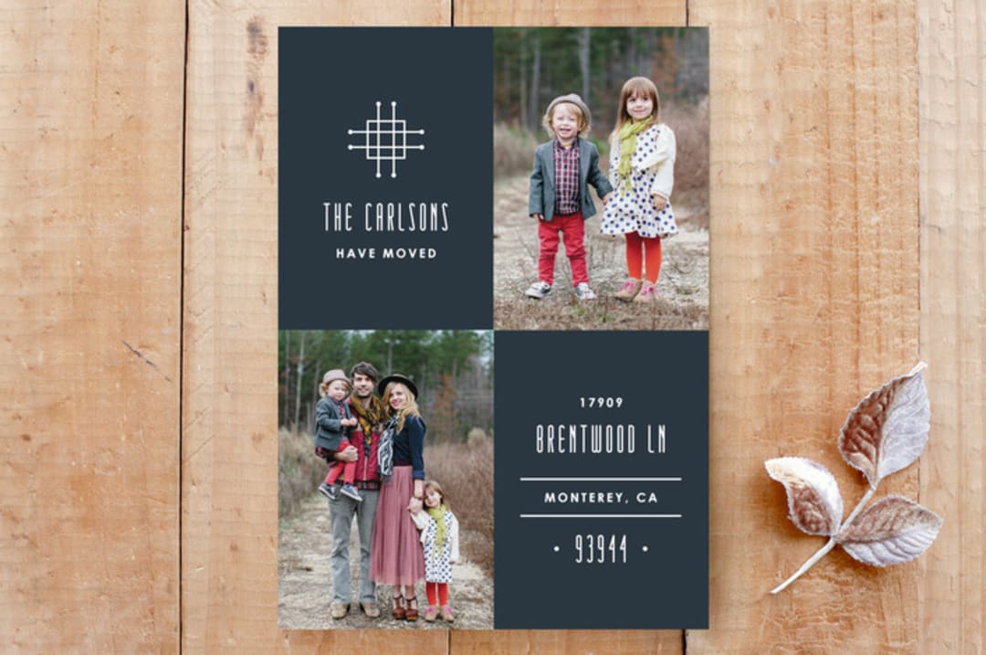 "Grille Moving Announcement" - Stationery in Navy by Amber Barkley - Front