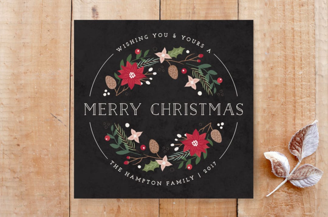 Holiday Floral Wreath Non-Photo Card