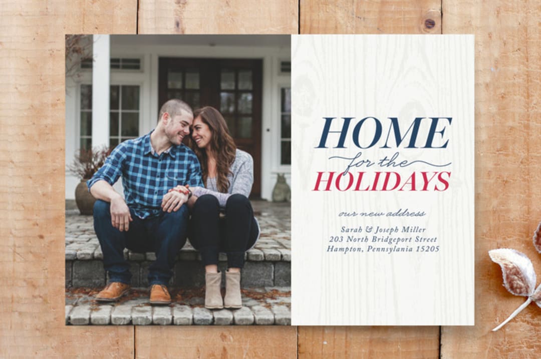 "Home for the Holidays New Address" - Stationery in Mixed Berry by Loree Mayer - Front
