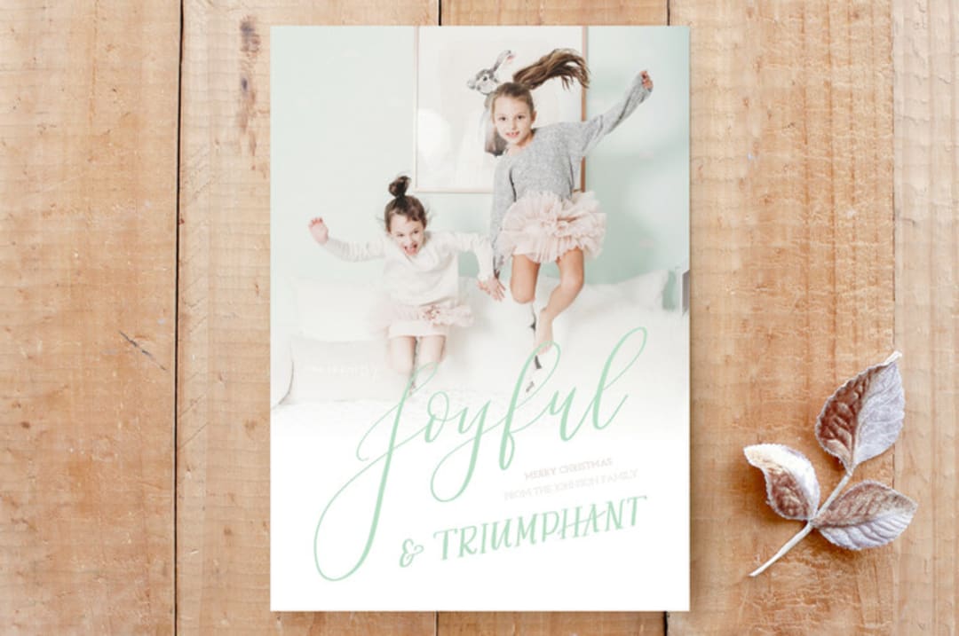 "Joyful & Triumphant" - Stationery in Mint by Carolyn Kach - Front