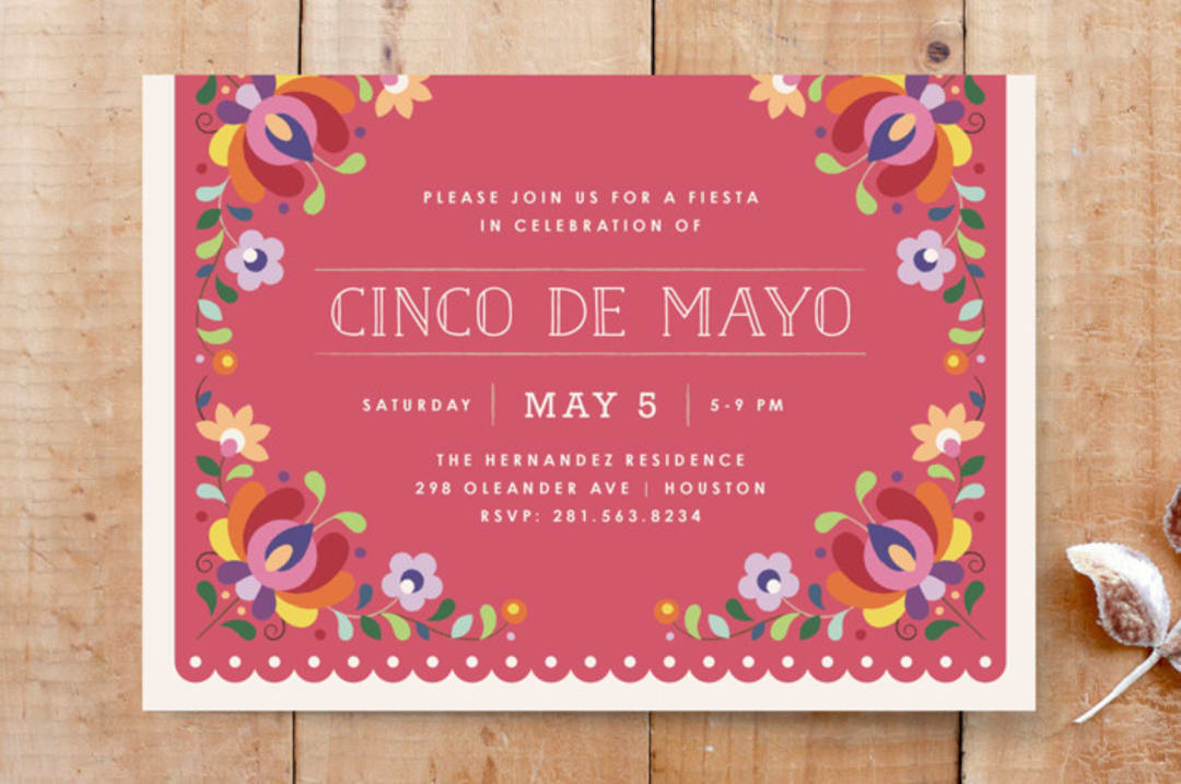 "Botanical Banner Invitation" - Stationery in Magenta by Amber Barkley - Front
