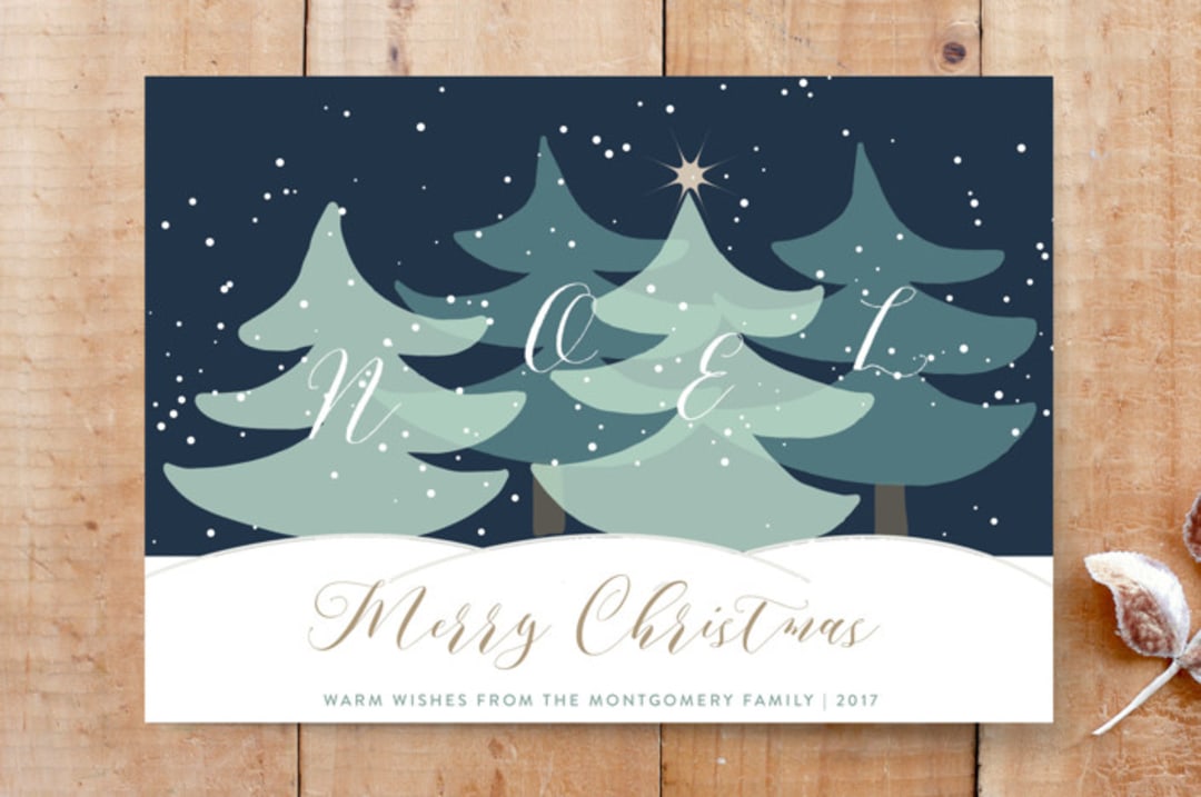 "Noel Trees" - Stationery in Sea by Roopali - Front