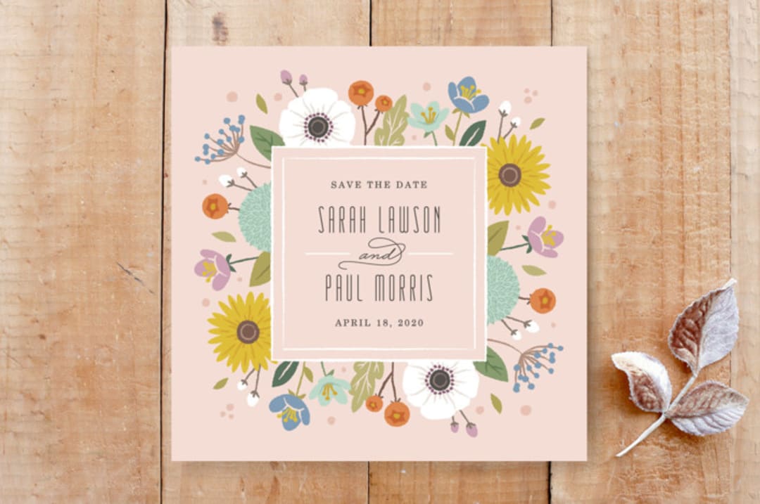 "Trellis Save the Date" - Stationery in Blush by Amber Barkley - Front