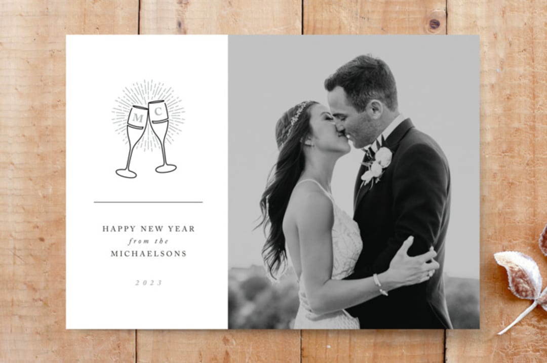 "Monogram Clink" - Stationery in Onyx by Carolyn Kach - Front