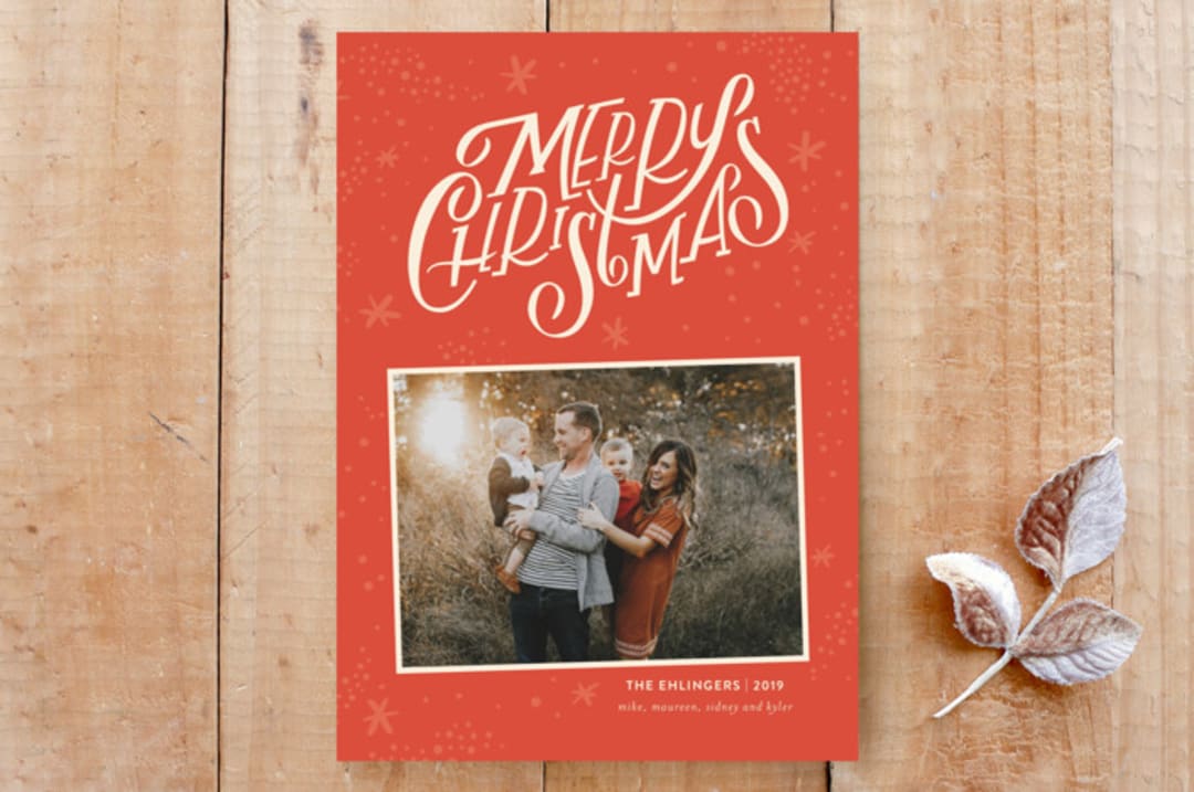"Starry Christmas" - Stationery in Tomato by Sarah Lenger - Front