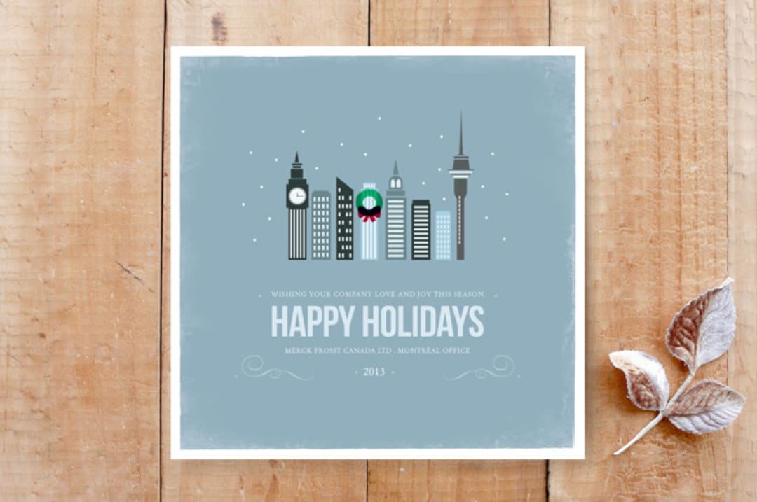"Winter Cityscapes " - Stationery in Powder Blue by Angelene - Front