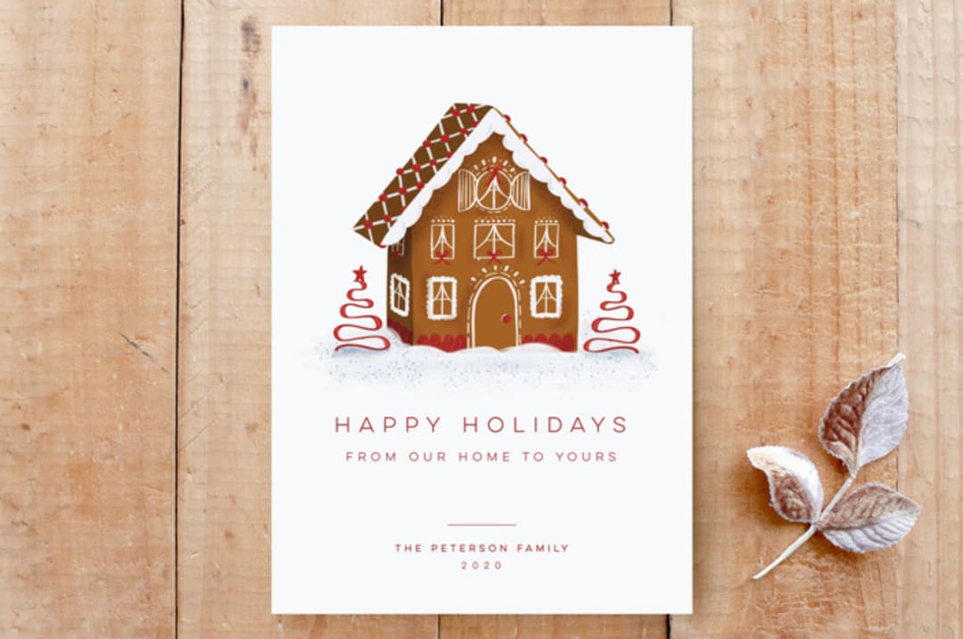 "Gingerbread Home" - Stationery in Rudolph's Nose by Carolyn Kach - Front