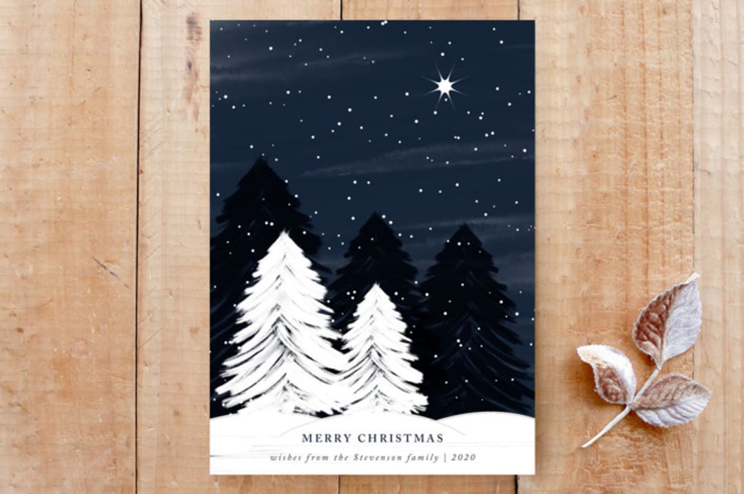 "Beautiful White Christmas" - Stationery in Midnight by Roopali - Front