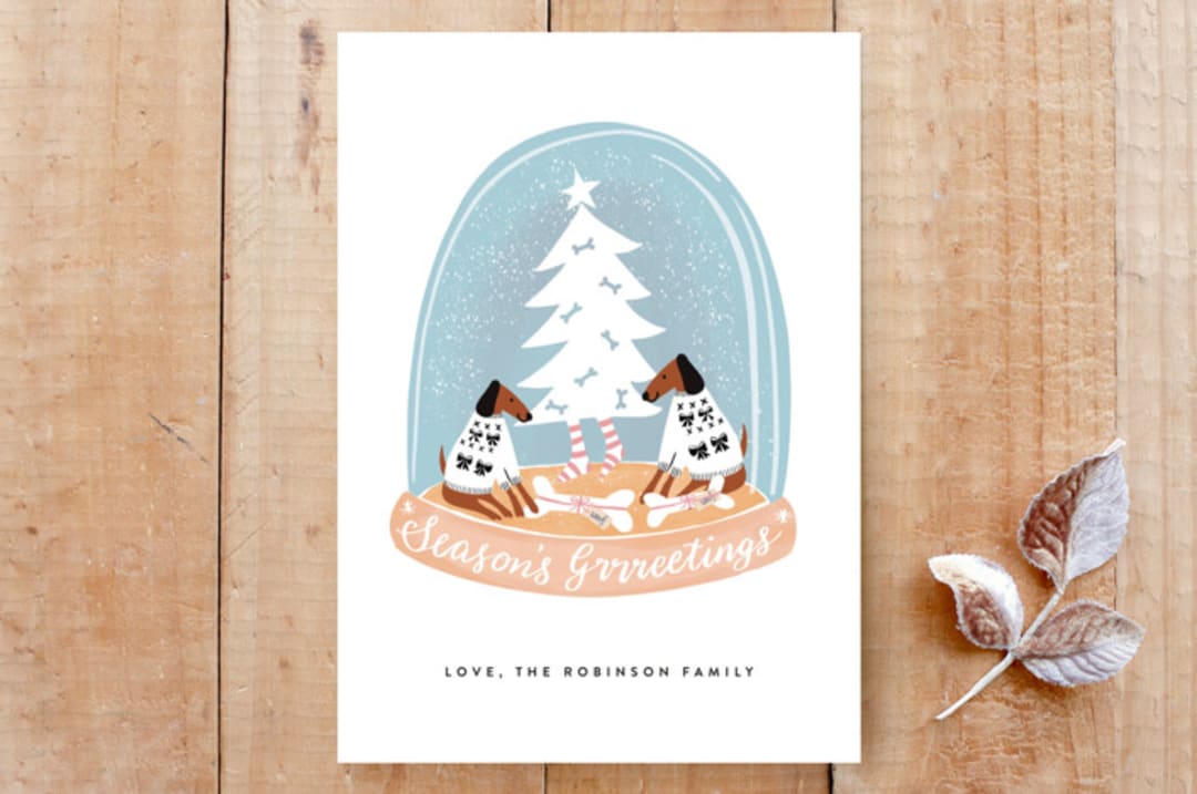 "Doggy Holiday" - Stationery in Frosty Blue by Jan Shepherd - Front