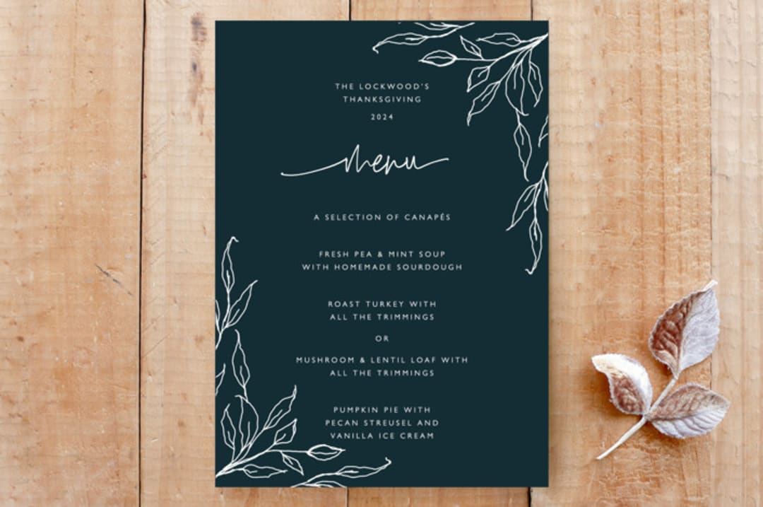 Modern Leaf Motif Thanksgiving Menu