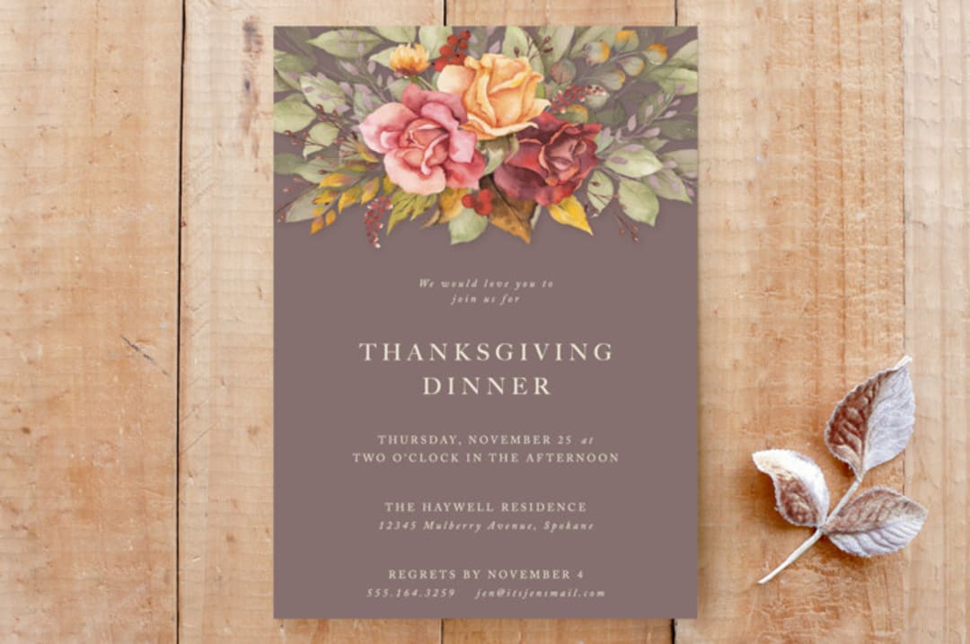 Autumnal Border Thanksgiving Dinner Invitation