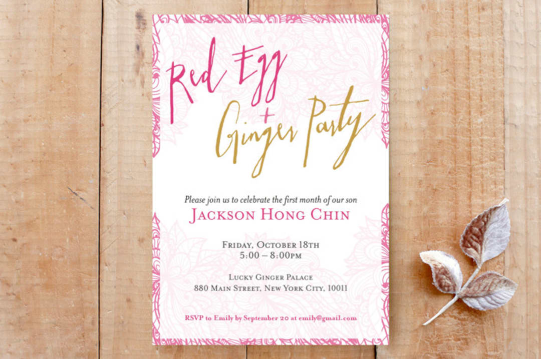 Paper Cut Red Egg Invite