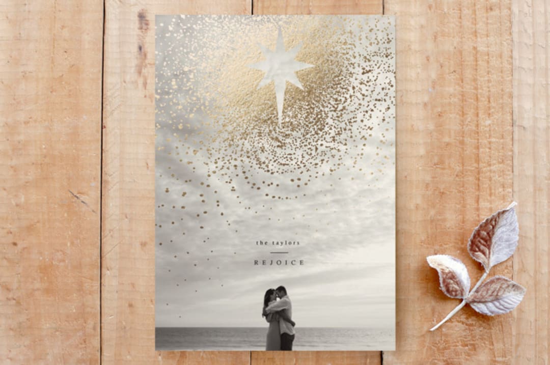 "Minimal Rejoice" - Stationery in Gold by Anna Joseph - Front