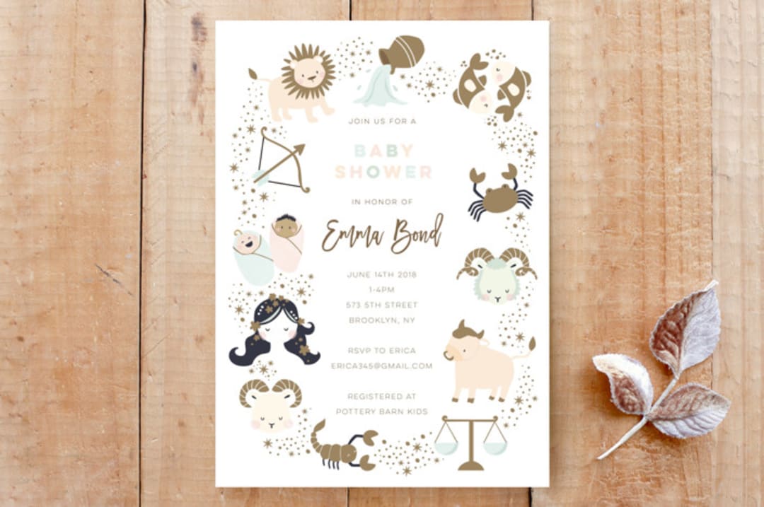 "baby zodiac" - Stationery in salt by peetie design - Front