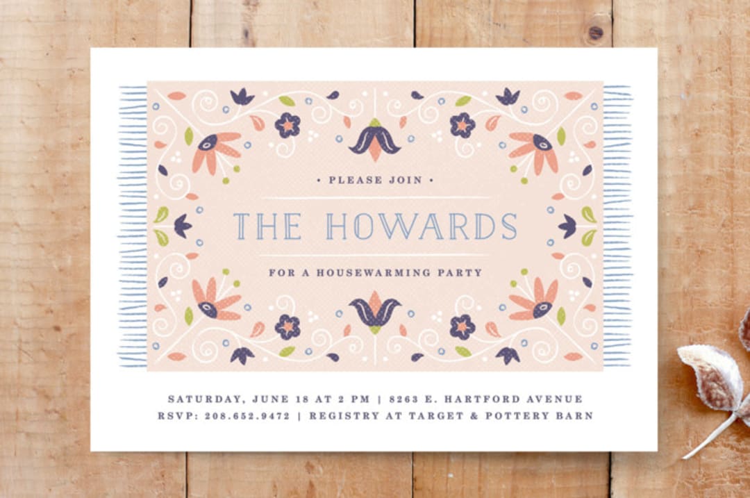Floral Welcome Mat Housewarming Invitation