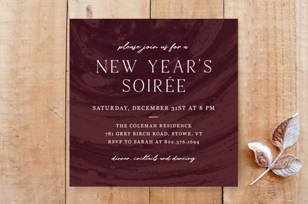 Marbled New Year's Eve Party Invitation