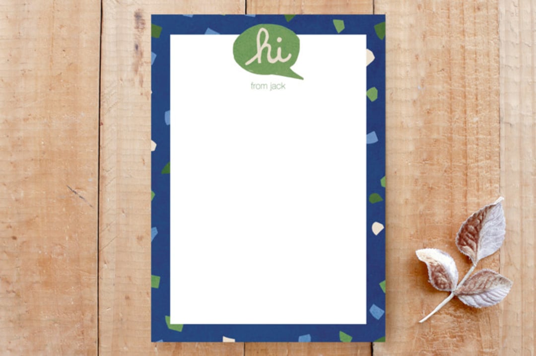 "Wendy Confetti Hi" - Stationery in Bluesy by Tanya Lee Design - Front