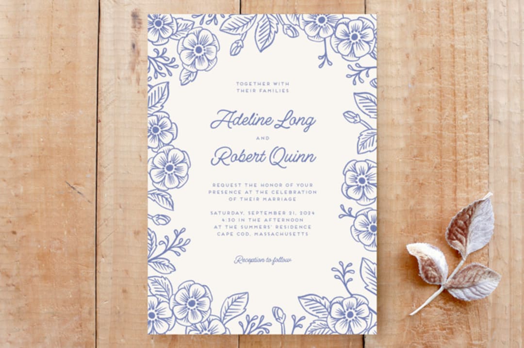 "Effortless Blooms" - Stationery in Periwinkle by Rebecca Smith - Front
