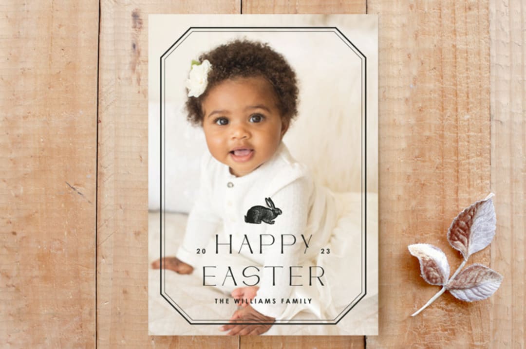 Vintage Bunny Frame Easter Photo Card 