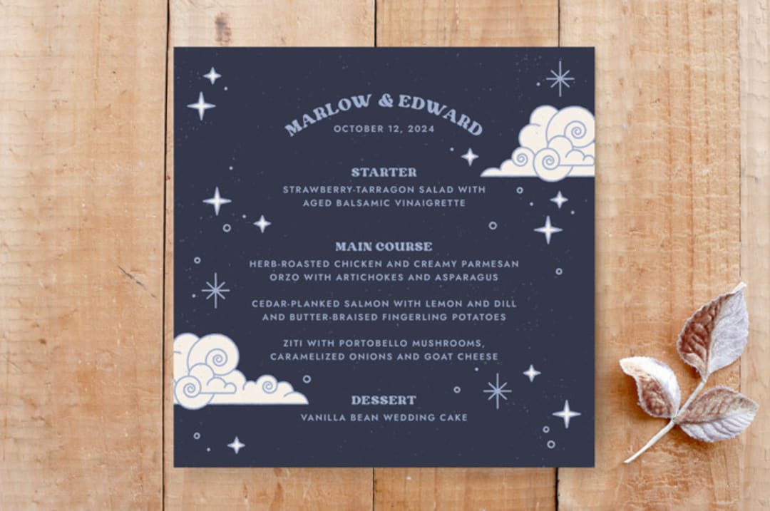 Give You the Moon Wedding Menu Card