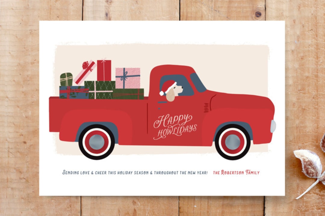 "Happy Howlidays Truck" - Stationery in Santa's Sleigh by Jenna Holcomb - Front