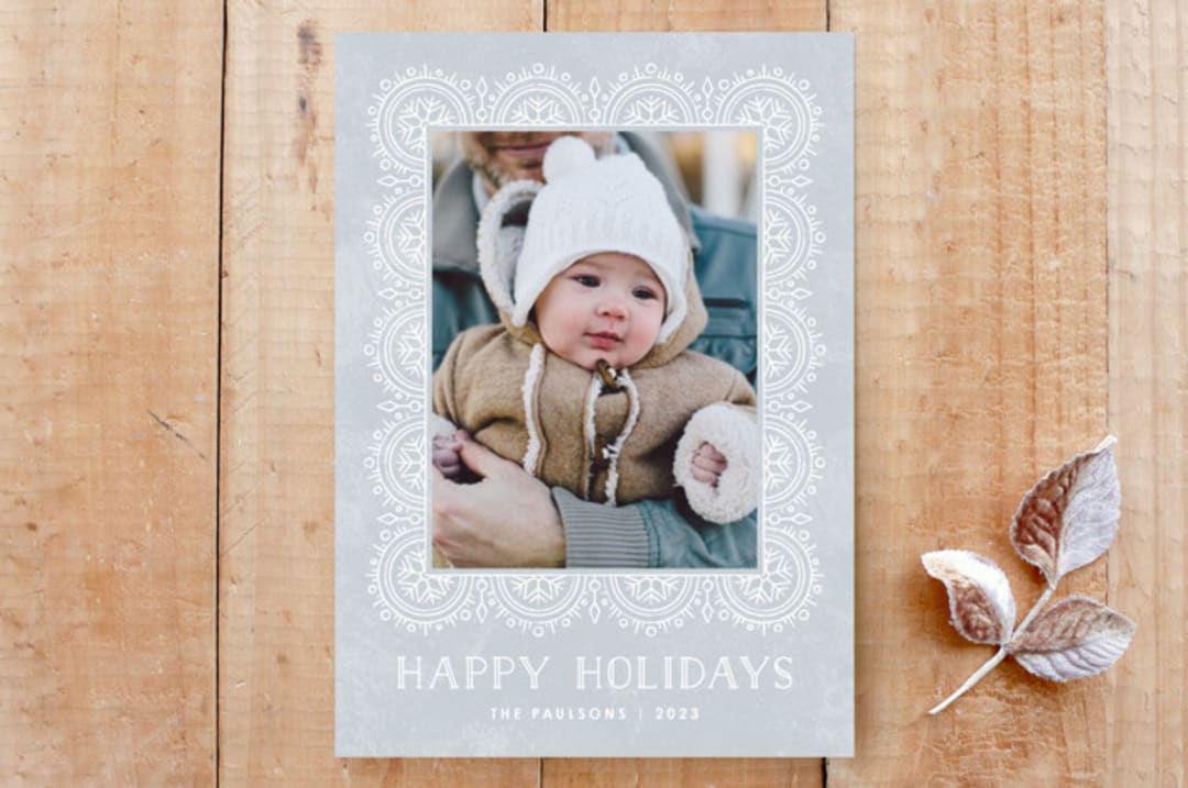 "Winter Scallops Holiday Photo Card" - Stationery in Sky by Amber Barkley - Front