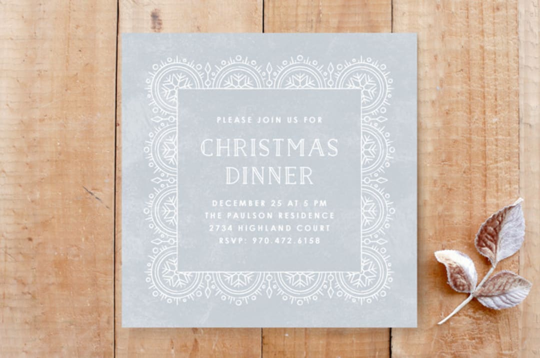 "Winter Scallops Christmas Dinner Invitation" - Stationery in Sky by Amber Barkley - Front