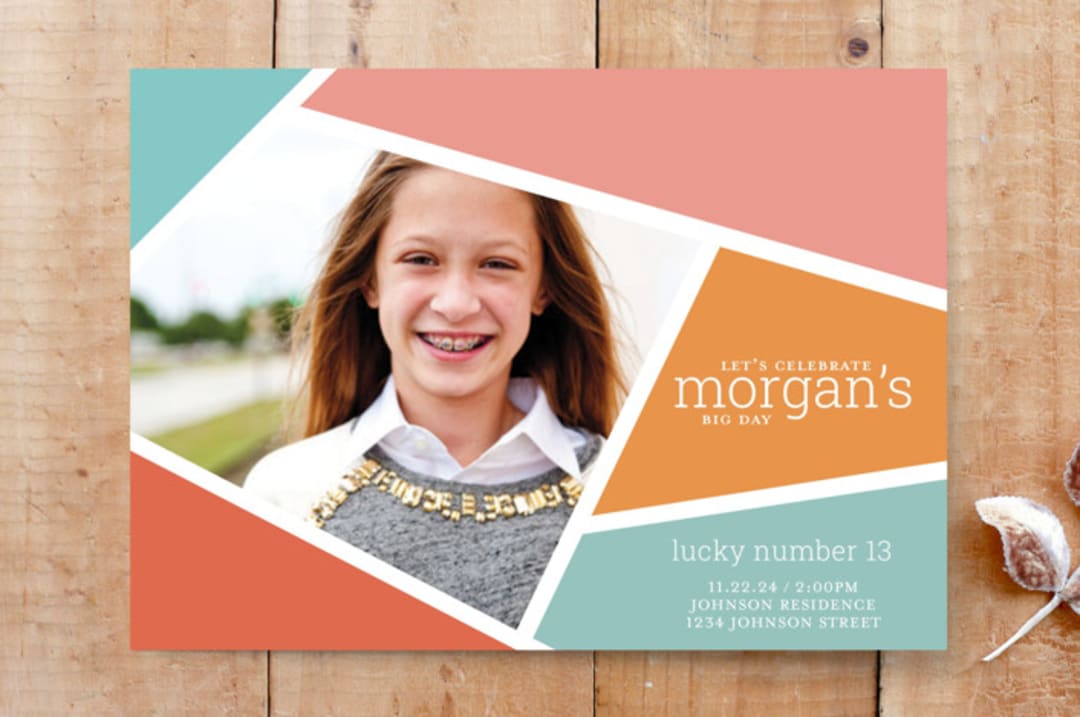 "Mod Teen Birthday" - Stationery in Warm Pink by Meredith Collie - Front