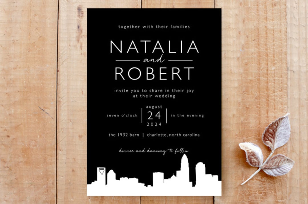 "Skyline- Charlotte - black and white" - Stationery in True Black by Laura Condouris - Front