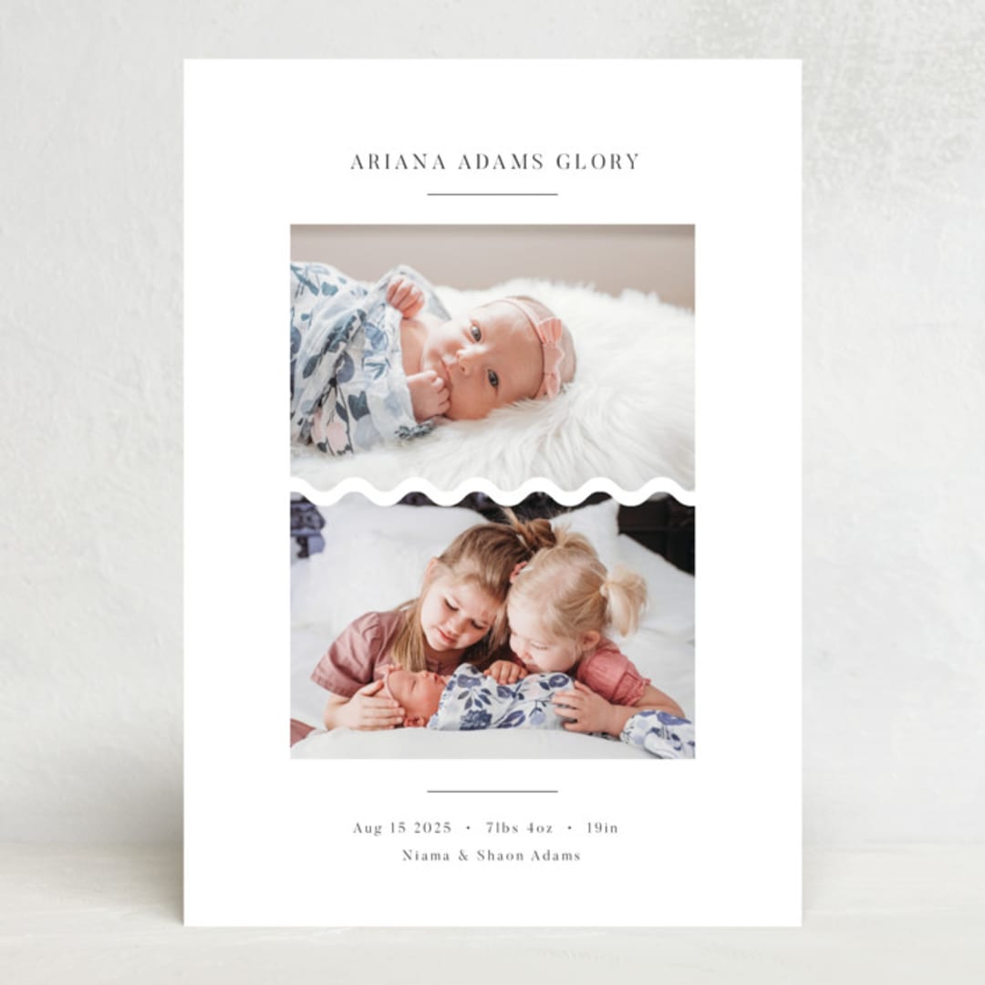 "Wavy Line" - Stationery in Moon by Selima Akhter - Front